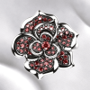 Flower Shape Promise Ring Inlaid Synthetic Gems Women's Engagement Ring For Girlfriend - Silvery - 7