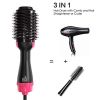 Hair Dryer 3 in 1 Hot Air Brush Styler and Volumizer Blow Dryer Salon Blower Brush Electric Hair Straightener Curler Comb - pink