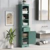Tall Bathroom Cabinet, Freestanding Storage Cabinet with Drawer, MDF Board, Adjustable Shelf, Green - as Pic