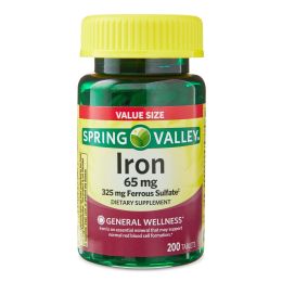 Spring Valley Iron Tablets Dietary Supplement Value Size;  65 mg;  200 Count - Spring Valley