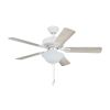 44" Black Traditional LED Ceiling Fan with 5 Blades, Light Kit, Pull Chains & Reverse Airflow - white