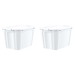 32 Gallon Grey Plastic Latching Lid Tote Set of 2 - White - 2