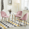 Velvet Dining Chairs with Wood Legs, Set of 2, Aqua - Pink