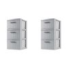 3 Drawer Weave Tower Plastic, White, Set of 2 - Cement