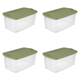 120 Qt. EZ Carry Plastic, Clear/Sage Legume, Set of 4 - Clear/Sage Legume - 4.0