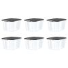 72 Quart Clear Plastic Grey Latches Black Lid Tote Set of 6 - Set of 6