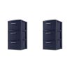 3 Drawer Weave Tower Plastic, White, Set of 2 - Blue