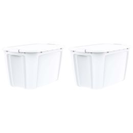 44 Gallon White Plastic Latching Lid Tote Set of 2 - Set of 2