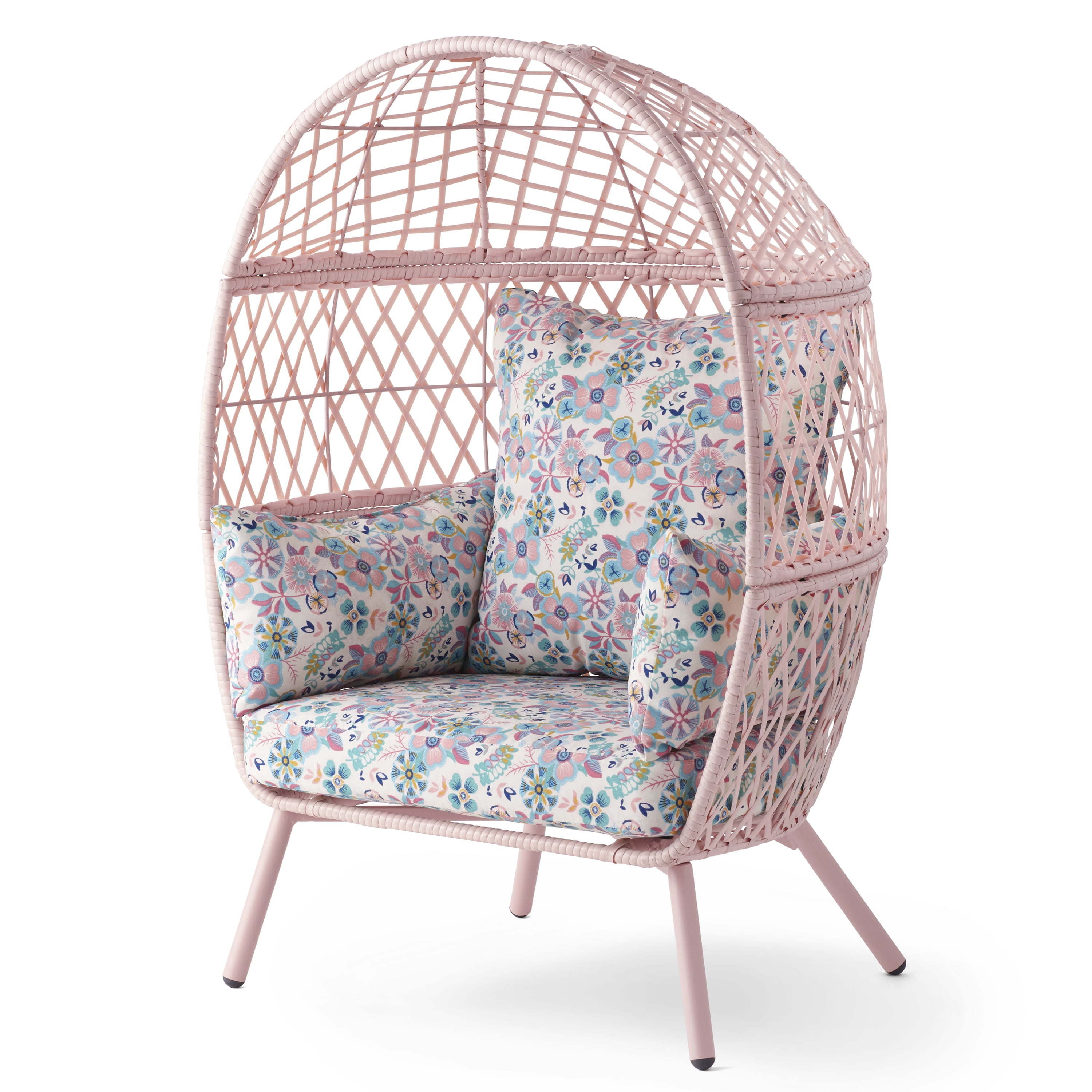 Kid's Ventura Outdoor Pink Wicker Stationary Egg Chair - Pink Kid's Ventura Outdoor Pink Wicker Stationary Egg Chair - Pink