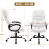 Faux Leather Swivel Office Chair with Ergonomic High Back for Home Office, White - White