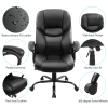 Faux Leather Swivel Office Chair with Ergonomic High Back for Home Office, White - Black