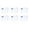 72 Quart Clear Plastic Blue Latches Clear Lid Tote Set of 6 - Set of 6