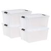 45 Quart Plastic Storage Box with Buckles, Clear, Set of 4 - Set of 4