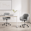 Velvet Mid-Back Task Chair with Armrests, Gray - Light Gray