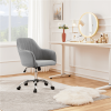 Velvet Mid-Back Task Chair with Armrests, Gray - Light Gray