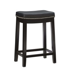 Claridge 26" Backless Counter Stool, Black with Black Faux Leather, Includes 1 Stool - Black/Black Faux Leather