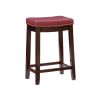 Claridge 26" Backless Counter Stool, Black with Black Faux Leather, Includes 1 Stool - Dark Brown with Red Faux Leather