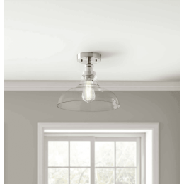 12" Semi-Flush Mount Ceiling Light, Satin Nickel - Silver
