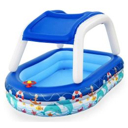Sea Captain Inflatable Outdoor Pool with UV Careful SunShade - blue