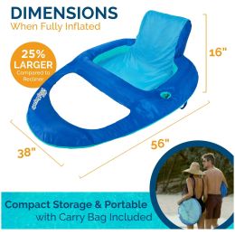 Spring Float Recliner XL Inflatable Pool Lounge Chair with Backrest, Pool Float for Adults - Blue