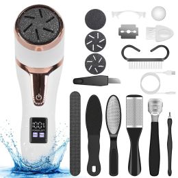 17Pcs Electric Foot Callus Remover with Vacuum Foot Grinder Rechargeable Foot File Dead Skin Pedicure Machine - White