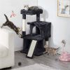 36" Cat Tree with Condo and Scratching Post Tower, Dark Gray - Black