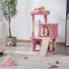 36" Cat Tree with Condo and Scratching Post Tower, Dark Gray - Pink