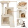 36" Cat Tree with Condo and Scratching Post Tower, Dark Gray - Beige