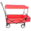 Folding wagon Garden Shopping Beach Cart  - red
