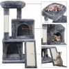36" Cat Tree with Condo and Scratching Post Tower, Dark Gray - Dark Gray