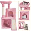 36" Cat Tree with Condo and Scratching Post Tower, Dark Gray - Pink