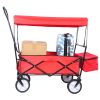 Folding wagon Garden Shopping Beach Cart  - red