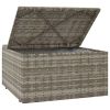 Patio Footrest with Cushion Gray 21.7"x21.7"x11.8" Poly Rattan - Gray