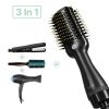 Hair Dryer 3 in 1 Hot Air Brush Styler and Volumizer Blow Dryer Salon Blower Brush Electric Hair Straightener Curler Comb - black
