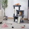 36" Cat Tree with Condo and Scratching Post Tower, Dark Gray - Dark Gray