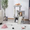 36" Cat Tree with Condo and Scratching Post Tower, Dark Gray - Light Gray
