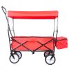 Folding wagon Garden Shopping Beach Cart  - red