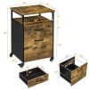 Industrial Mobile Vintage File Cabinet with 2 Drawers - Rustic Brown