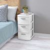 3 Drawer Weave Tower Plastic, White, Set of 2 - White