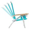 2-Pack Wood Arm Reclining Comfort Height Beach Chair, Green Palm - Teal - 2