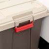 82 qt. Stackable Storage Tote, with Heavy-duty Red Buckles and Beige Lid, in Brown - Brown