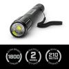 1800 Lumen Rechargeable Focusing Flashlight - IPX8 Waterproof, Black & Green - Black