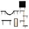 5 Pcs Wall Mounted Cat Climber Set;  Floating Cat Shelves and Perches;  Cat Activity Tree with Scratching Posts;  Modern Cat Furniture - Black