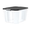 72 Quart Clear Plastic Grey Latches Black Lid Tote Set of 6 - Set of 6