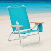 2-Pack Wood Arm Reclining Comfort Height Beach Chair, Green Palm - Teal - 2