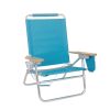 2-Pack Wood Arm Reclining Comfort Height Beach Chair, Green Palm - Teal - 2