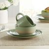 White Round Stoneware 16-Piece Dinnerware Set - Green