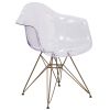 Flash Furniture Alonza Series Transparent Side Chair with Gold Base - Gold