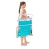 2-Pack Wood Arm Reclining Comfort Height Beach Chair, Green Palm - Teal - 2