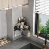 Shower Corner Shelf Caddy 2 Pack shower Organizer Corner No Drill Shower Storage Rust Proof Bathroom Corner Wall Shelf shampoo holder Silver - Black